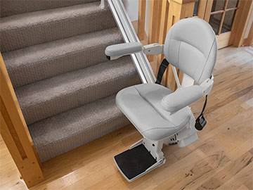 Gray Stairlift on Staircase Inside Home in Rio Grande, NJ